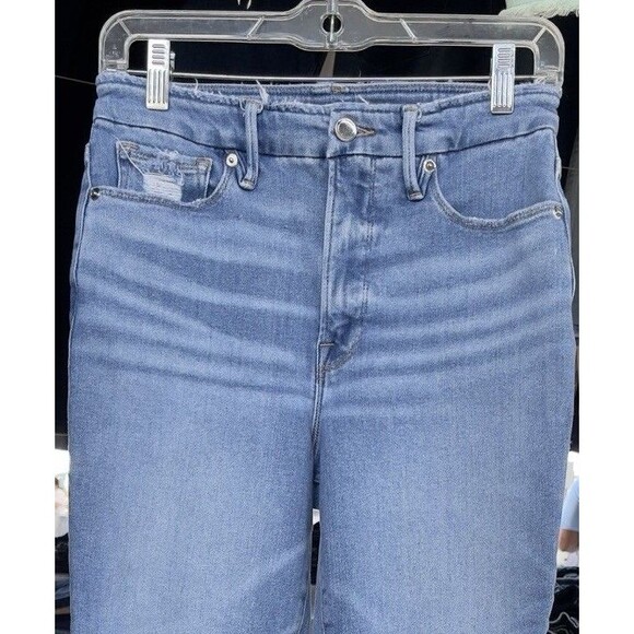 Good American GWC731T Women’s High Rise Stretch Jeans Size 6/28 Distressed  Hem - Picture 7 of 9